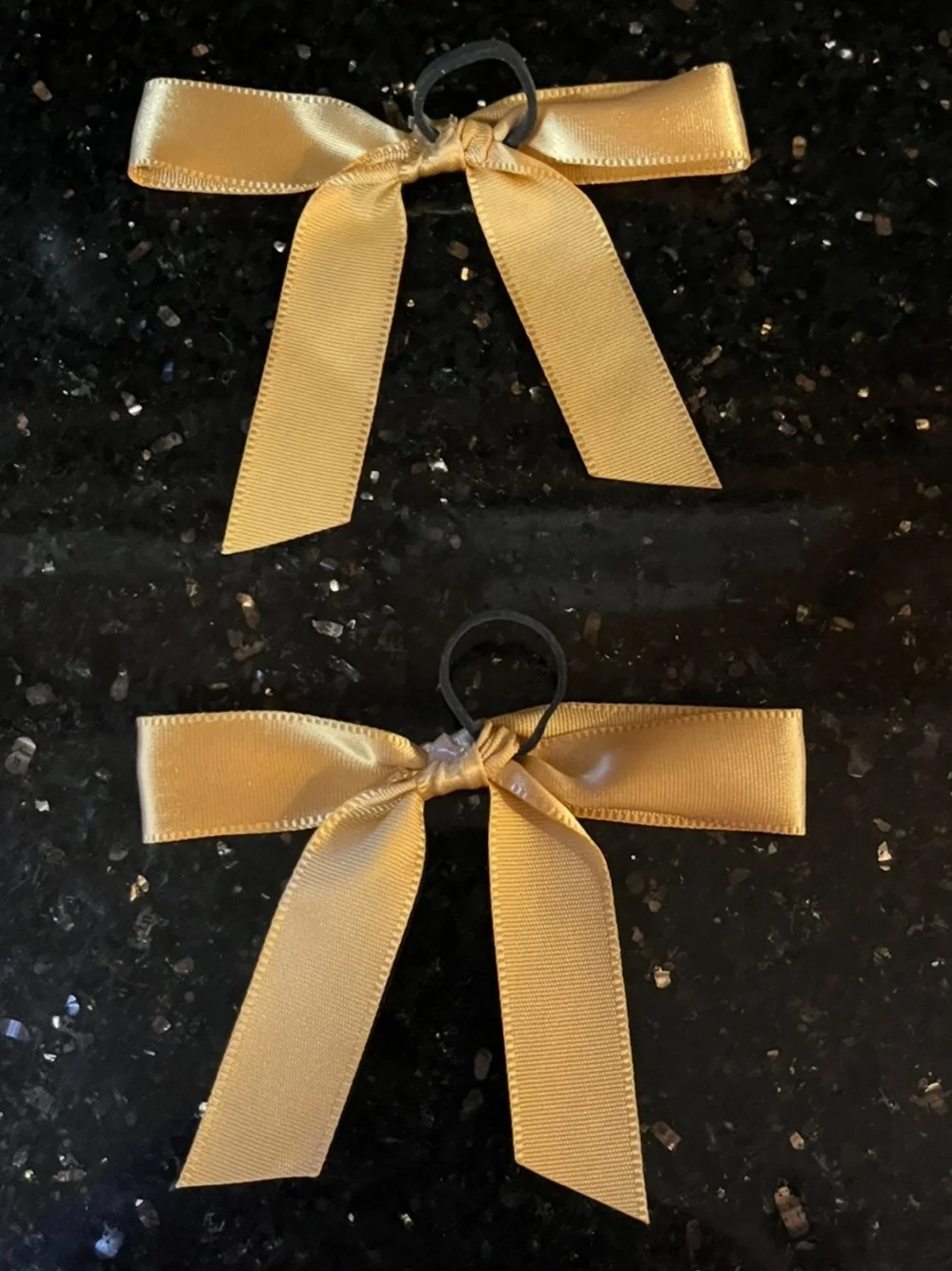 Girl's Handmade Gold Satin Ribbon Hair Bowties